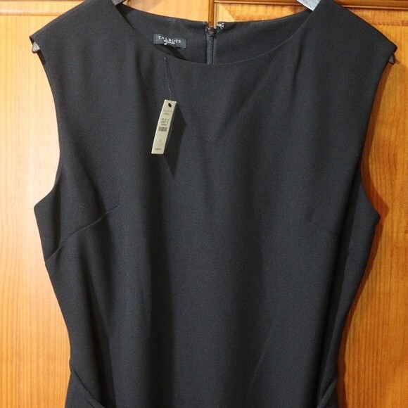 Talbots Black Bubble Hem Belted Dress NWT Sleeveless Career Cocktail 14 - Picture 3 of 13